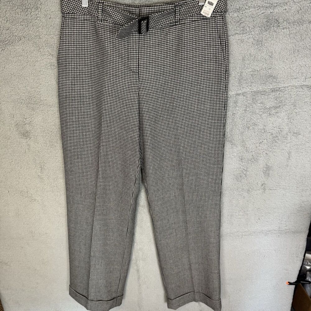 Talbots Pants‎ Womens 12 Wool Houndstooth Pleated Trouser Cuffed Academia Preppy